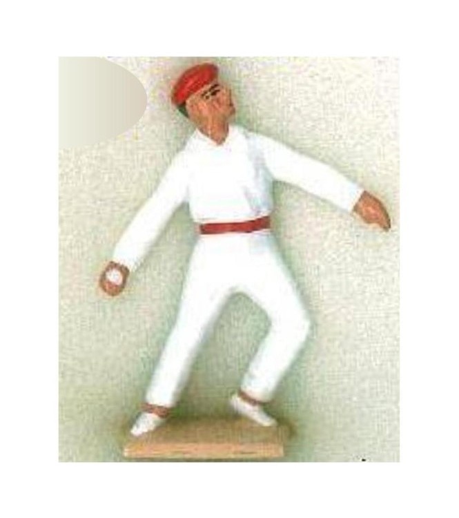 Pelotari chemise blanche avec balle (diorama ''la pelote Basque'')