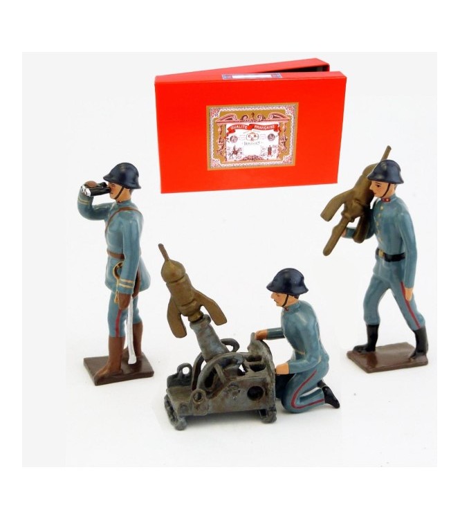 mortier de tranchée (Crapouillot) et ses artilleurs (4 p.) en coffret