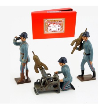 mortier de tranchée (Crapouillot) et ses artilleurs (4 p.) en coffret