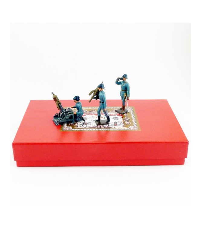 mortier de tranchée (Crapouillot) et ses artilleurs (4 p.) en coffret