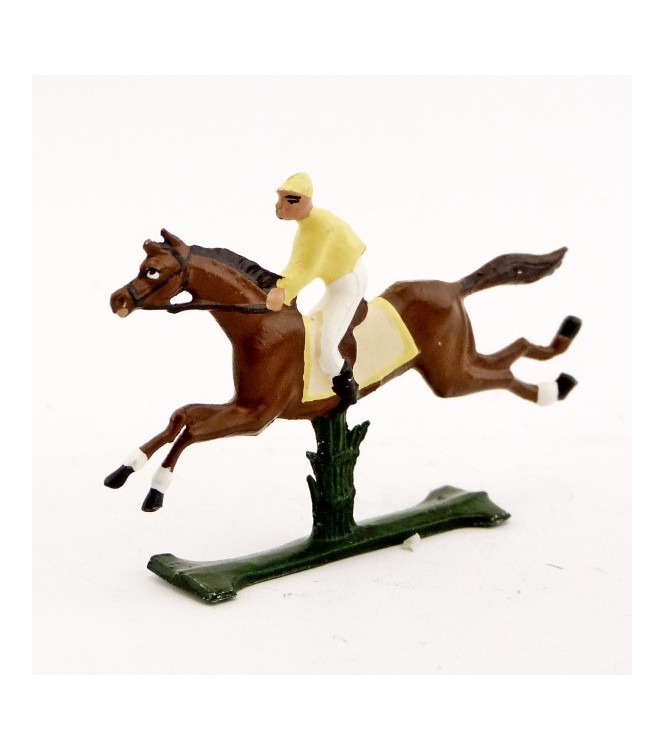 petit cavalier / jockey demi-ronde bosse, casaque jaune