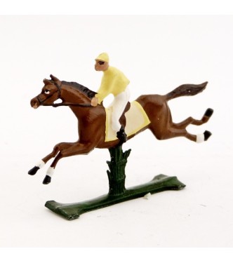 petit cavalier / jockey demi-ronde bosse, casaque jaune