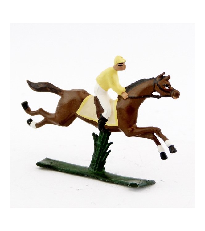 petit cavalier / jockey demi-ronde bosse, casaque jaune