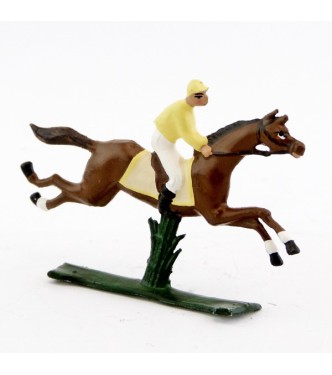 petit cavalier / jockey demi-ronde bosse, casaque jaune