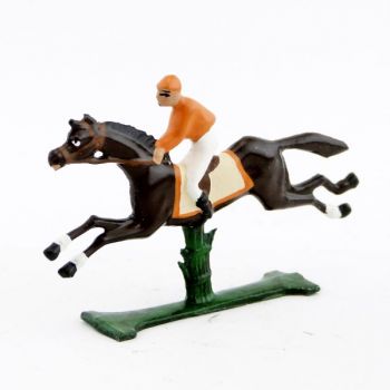 petit cavalier / jockey demi-ronde bosse, casaque orange
