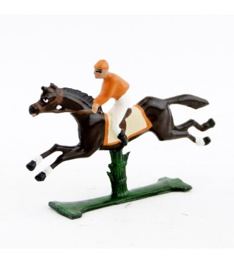 petit cavalier / jockey demi-ronde bosse, casaque orange