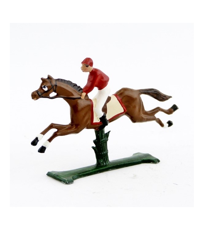 petit cavalier / jockey demi-ronde bosse, casaque rouge