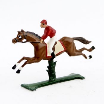 petit cavalier / jockey demi-ronde bosse, casaque rouge