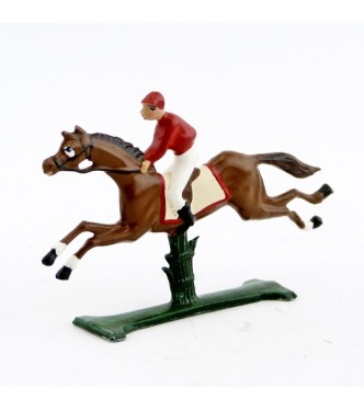 petit cavalier / jockey demi-ronde bosse, casaque rouge