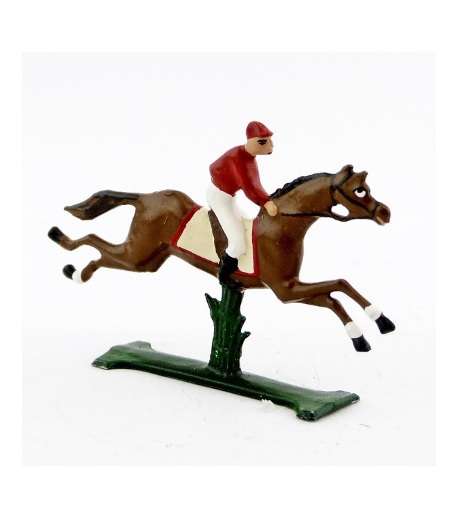petit cavalier / jockey demi-ronde bosse, casaque rouge