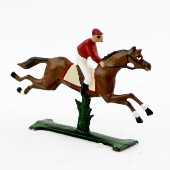 petit cavalier / jockey demi-ronde bosse, casaque rouge