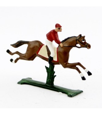petit cavalier / jockey demi-ronde bosse, casaque rouge