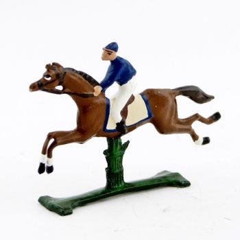 petit cavalier / jockey demi-ronde bosse, casaque bleue