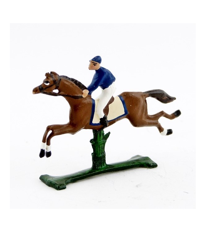 petit cavalier / jockey demi-ronde bosse, casaque bleue
