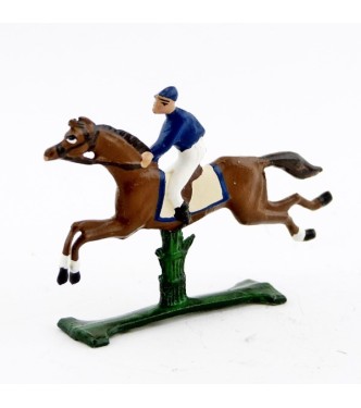 petit cavalier / jockey demi-ronde bosse, casaque bleue