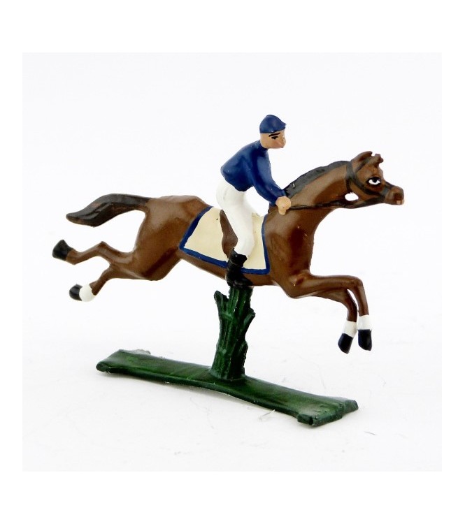 petit cavalier / jockey demi-ronde bosse, casaque bleue