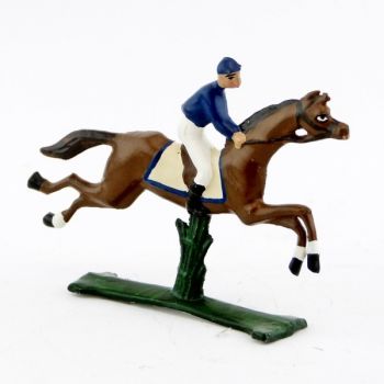 petit cavalier / jockey demi-ronde bosse, casaque bleue