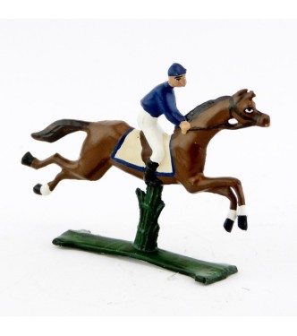 petit cavalier / jockey demi-ronde bosse, casaque bleue