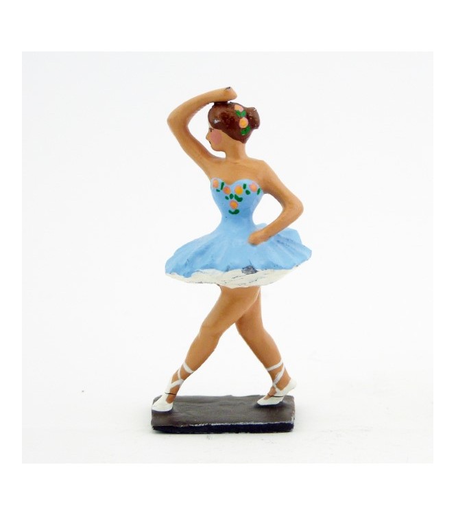 ballerine (danseuse) bras droit en l'air, en tutu bleu