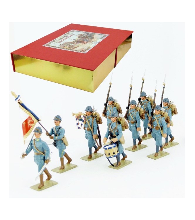 Infanterie 1915 en capote bleu horizon (9 piétons - 1 Off-1 Dpx-1 Tb-1Tp-5 Ft)