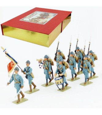 Infanterie 1915 en capote bleu horizon (9 piétons - 1 Off-1 Dpx-1 Tb-1Tp-5 Ft)