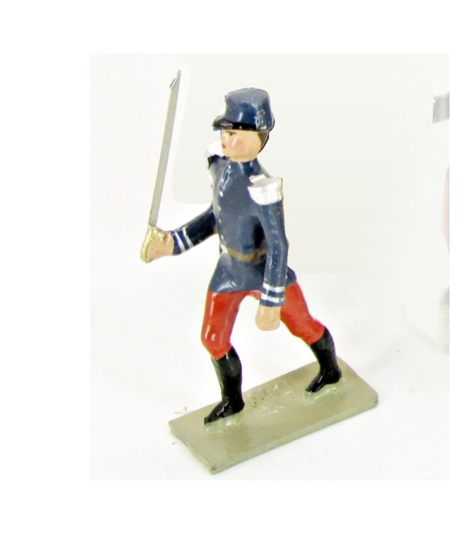 Officier de l'Infanterie 1870, tunique bleue et pantalon garance, képi drapé ble