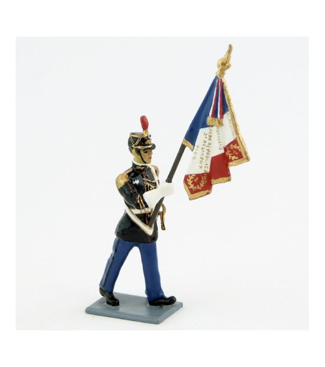 porte-drapeau de la Garde Républicaine au défilé