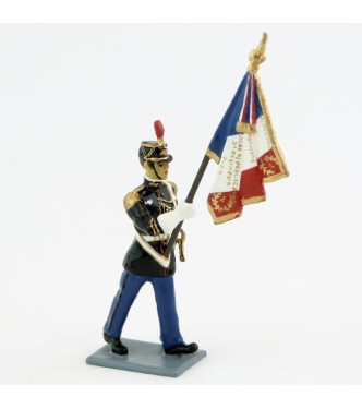 porte-drapeau de la Garde Républicaine au défilé