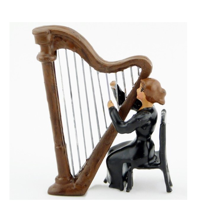 musicienne de l'orchestre assise jouant de la harpe (2 p.)