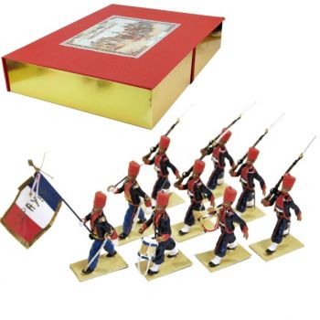Cipayes des Indes, coffret de 9 figurines (1 Officier, 1 Drapeau, 1 Tambour, 1 C