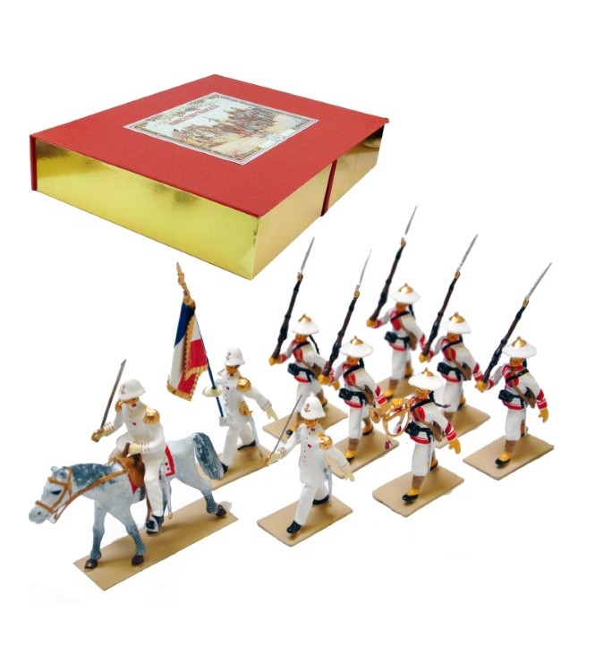 Tirailleurs Chinois, coffret de 9 figurines (1 Officier à cheval, 1 Officier, 1