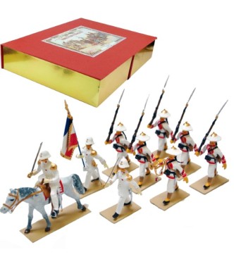Tirailleurs Chinois, coffret de 9 figurines (1 Officier à cheval, 1 Officier, 1