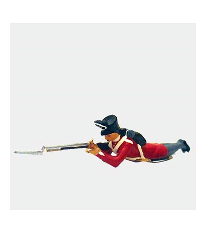 fantassin du 32nd (cornwall) regiment couché, fusil en joue