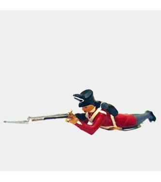 fantassin du 32nd (cornwall) regiment couché, fusil en joue