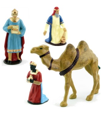 ensemble ''les Rois Mages'' (grande crèche ronde-bosse), 4 pièces