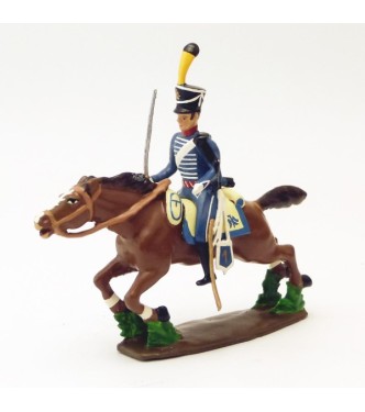 cavalier du 1er Hussards à la charge, sabre au côté