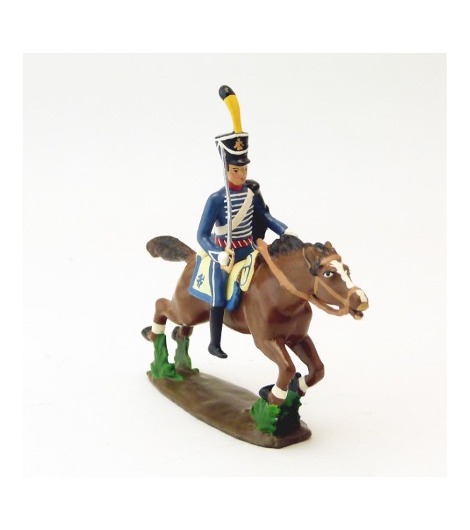 cavalier du 1er Hussards à la charge, sabre au côté