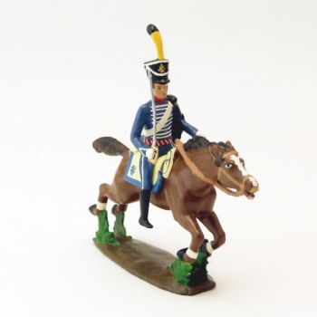 cavalier du 1er Hussards à la charge, sabre au côté