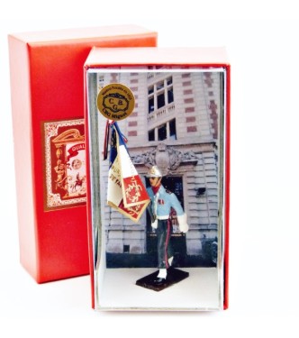 porte-drapeau des pompiers en coffret de présentation