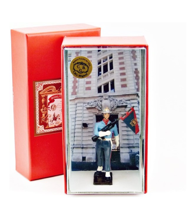 porte-fanion des pompiers en coffret de présentation