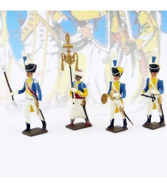 lot de 4 musiciens du 3e rgt de grenadiers (1 Tambour-Major, 1 Chapeau chinois,