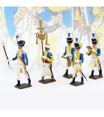 lot de 5 musiciens du 3e rgt de grenadiers (1 Tambour-Major, 1 Chapeau-chinois,