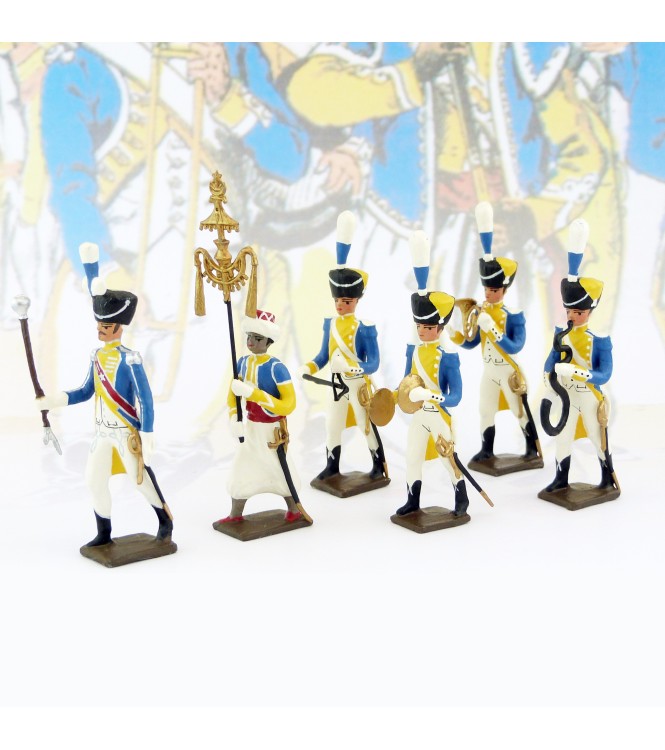 lot de 6 musiciens du 3e rgt de grenadiers (1 Tambour Major, 1 Chapeau chinois,