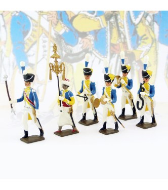 lot de 6 musiciens du 3e rgt de grenadiers (1 Tambour Major, 1 Chapeau chinois,