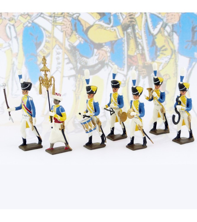 lot de 7 musiciens du 3e rgt de grenadiers (1 Tambour Major, 1 Chapeau chinois,