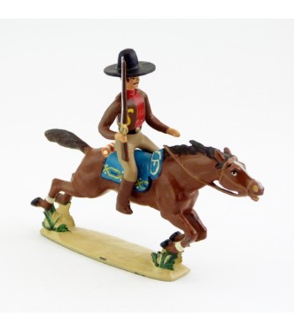 Cavalier avec fusil sur cheval au galop