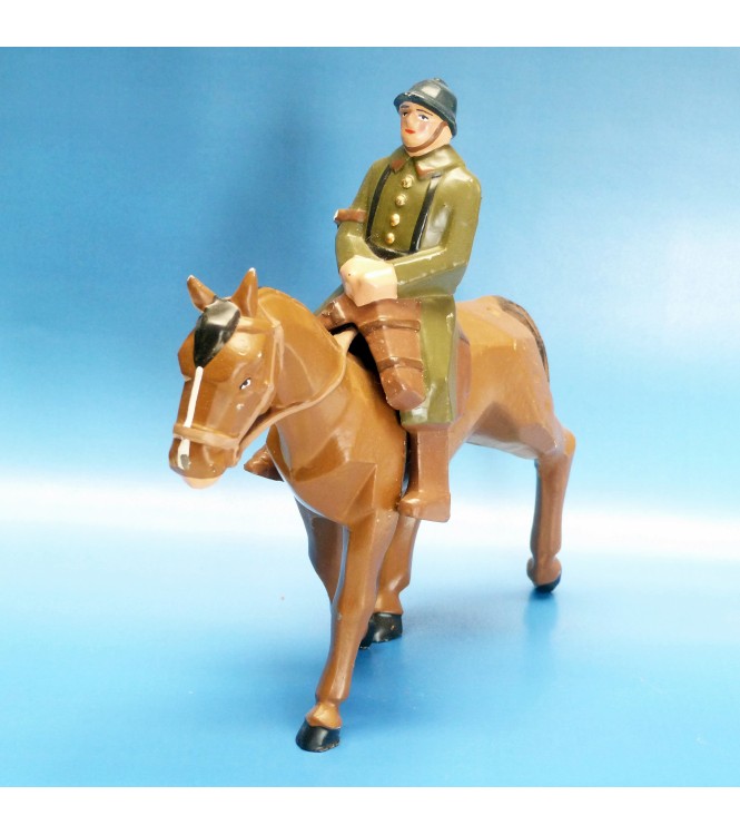 Cavalier en Kaki à cheval (grande taille, h. totale 16,5 cm)