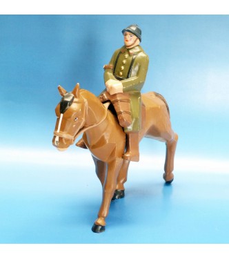 Cavalier en Kaki à cheval (grande taille, h. totale 16,5 cm)