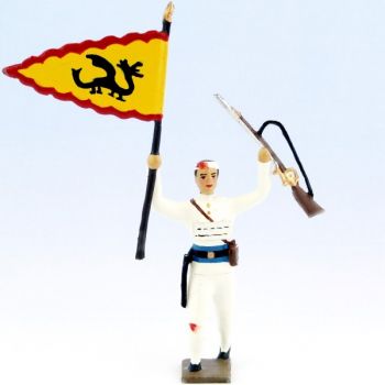 Colonial blessé rapportant un drapeau chinois