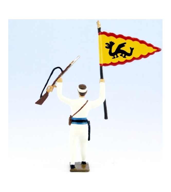 Colonial blessé rapportant un drapeau chinois